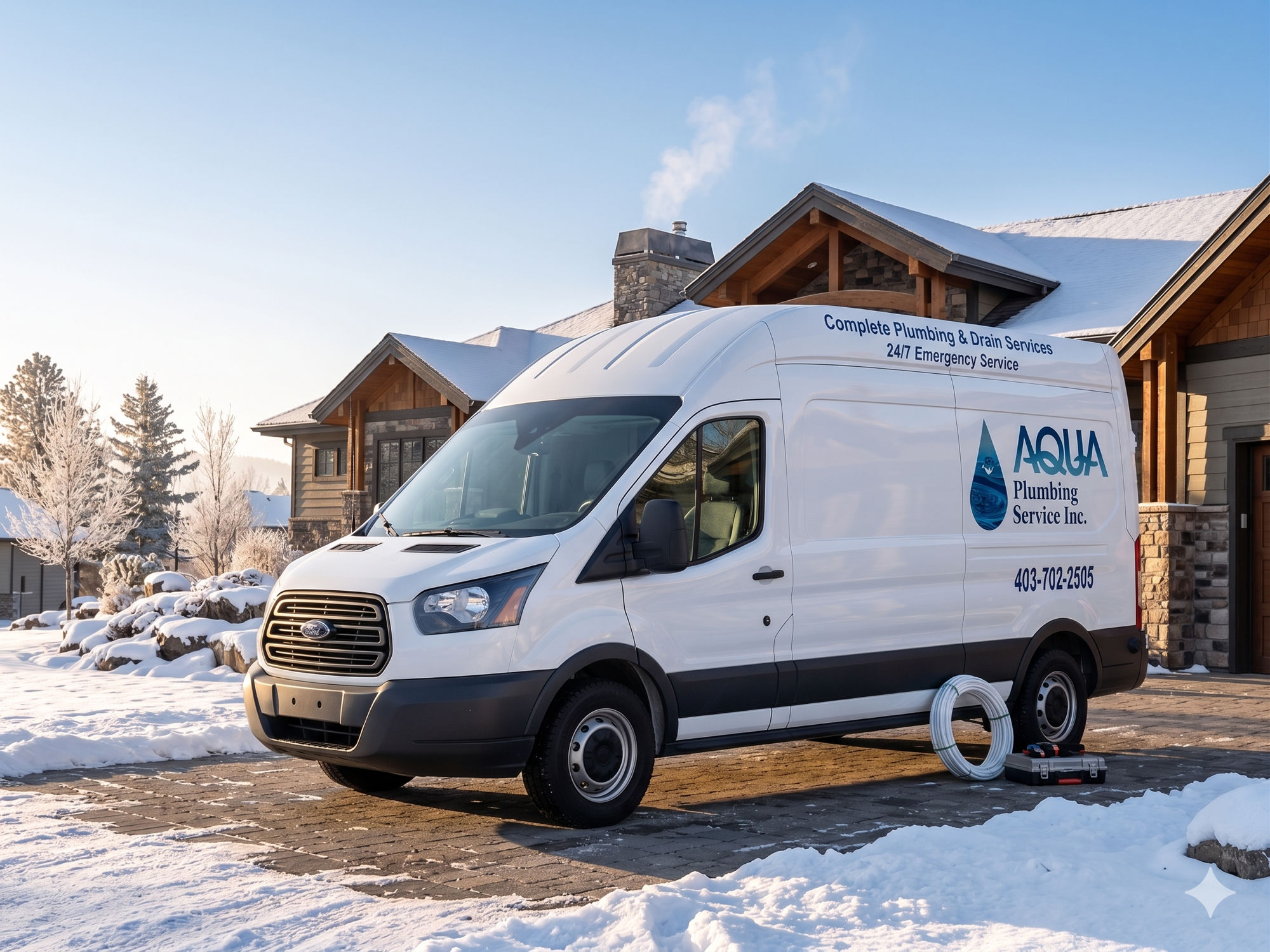 The Aqua Plumbing Service van — owner-operated, serving SW Calgary homes